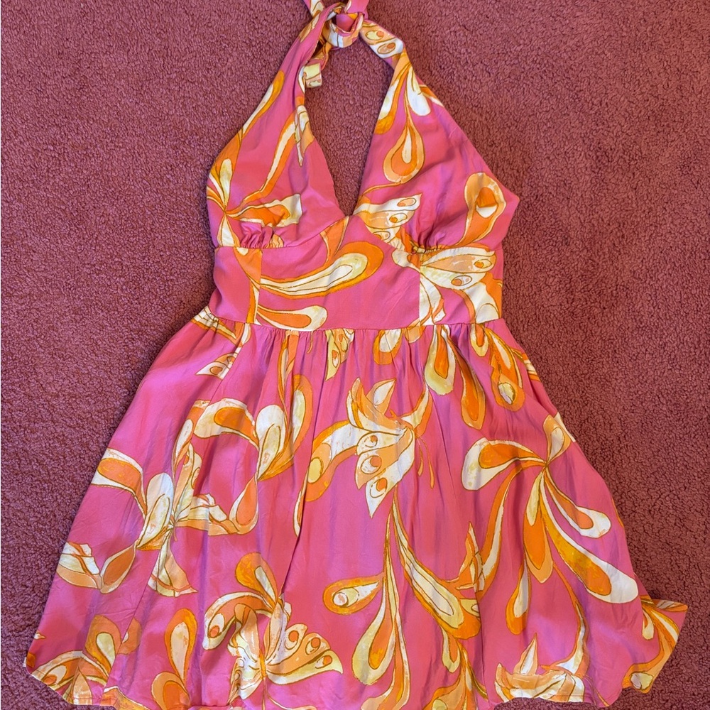 Urban Outfitters Pink & Orange Halter Sundress